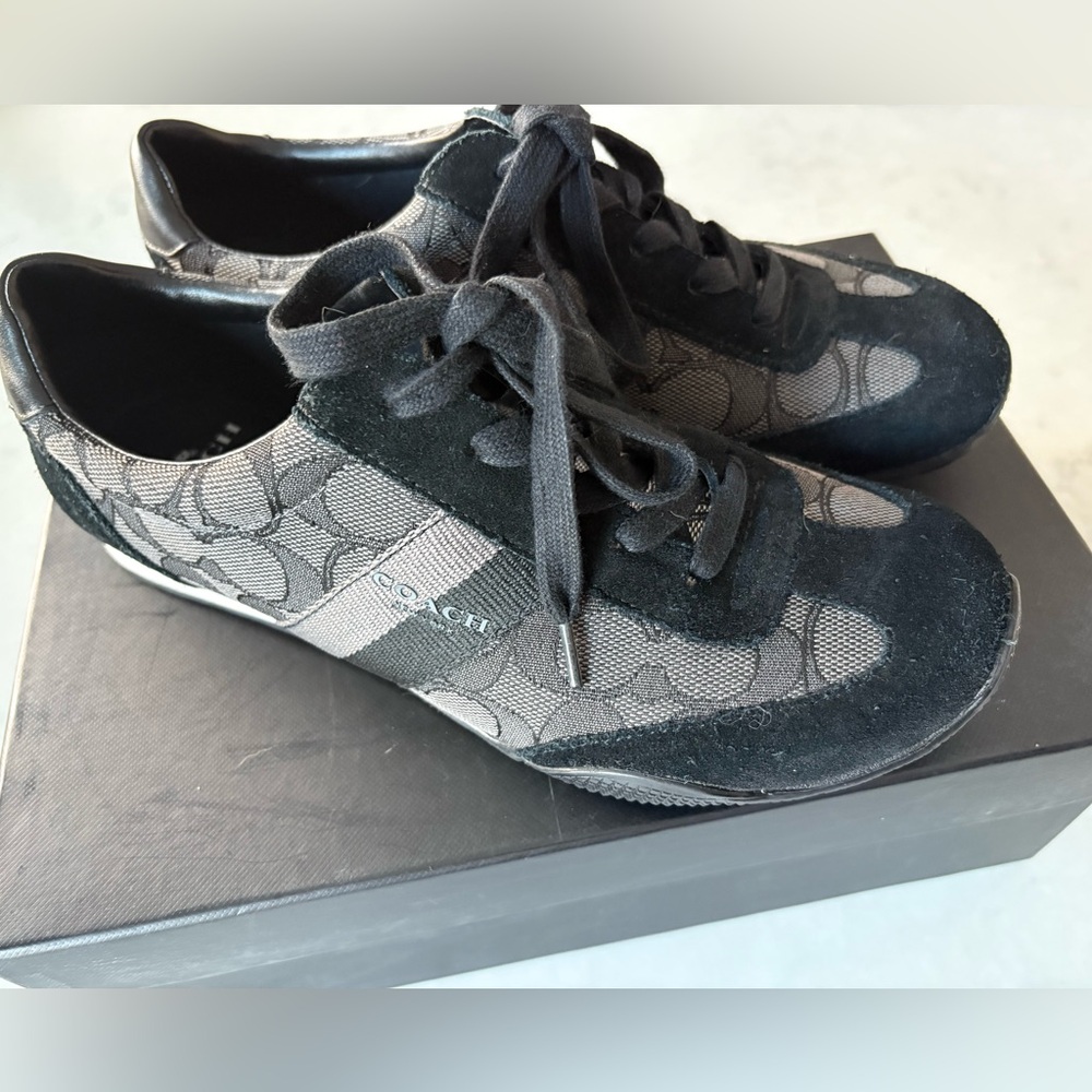Coach Kelson Outline SIG/Suede Black-Smoke/Black Lace-Up Sneakers